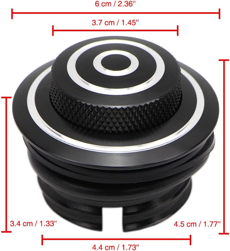 Dreamseek Motorcycle Pop-up Fuel Gas Storage Cap Exhaust Port Fuel Tank Compatible with Harley Davidson Dyna Softail Vented Thread Cap Cover Screw Modified (Push-Type,Black with Silver Edge)