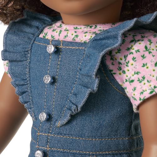 Image of American Girl Truly Me, 18-inch Doll Clothes, Western Flowers Denim Jumpsuit, with Cowboy Boots, Ages 6+