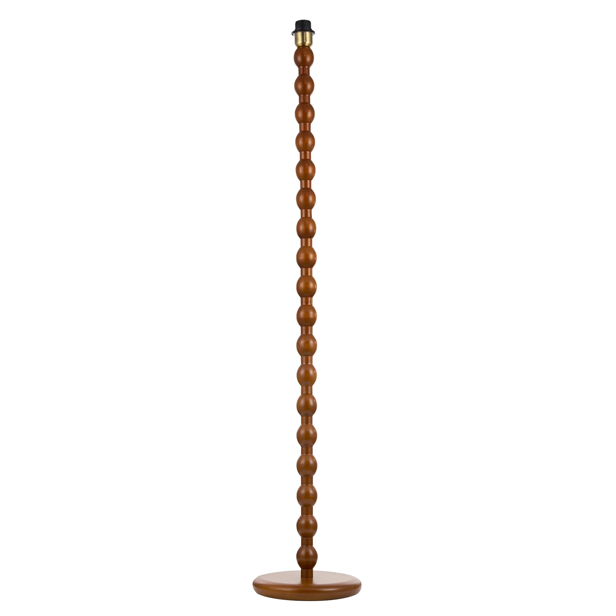 Happy Homewares Brown Classic Mahogany Wooden Classic Floor Light Base With Ball Pole Design | 136Cm X 25Cm | Inline Foot Switch Button On Black Cable