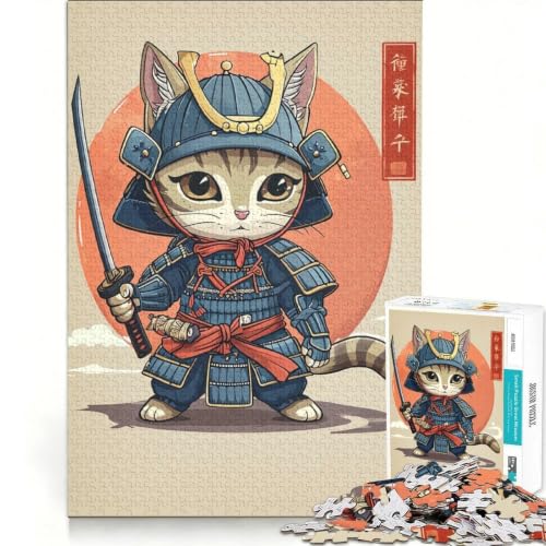 Rompecabezas de 1000 piezas para adolescentes: gato guerrero samurái y juegos relajantes Japón