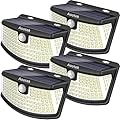 Aootek New Solar Motion Sensor Lights 120 LEDs with Lights Reflector,270° Wide Angle, IP65 Waterproof, Step Lights for Front Door, Yard, Garage, Deck (4 Pack)