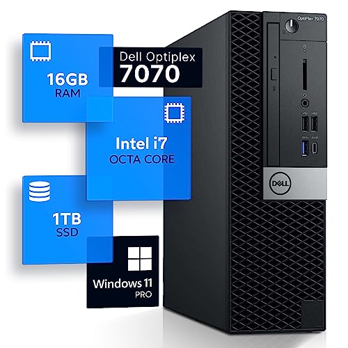 Image of Dell Optiplex 7070 Desktop Computer | Hexa Core Intel i7 (3.4) | 16GB DDR4 RAM | 1TB SSD Solid State | Windows 11 Professional | Home or Office PC, Black (Renewed)