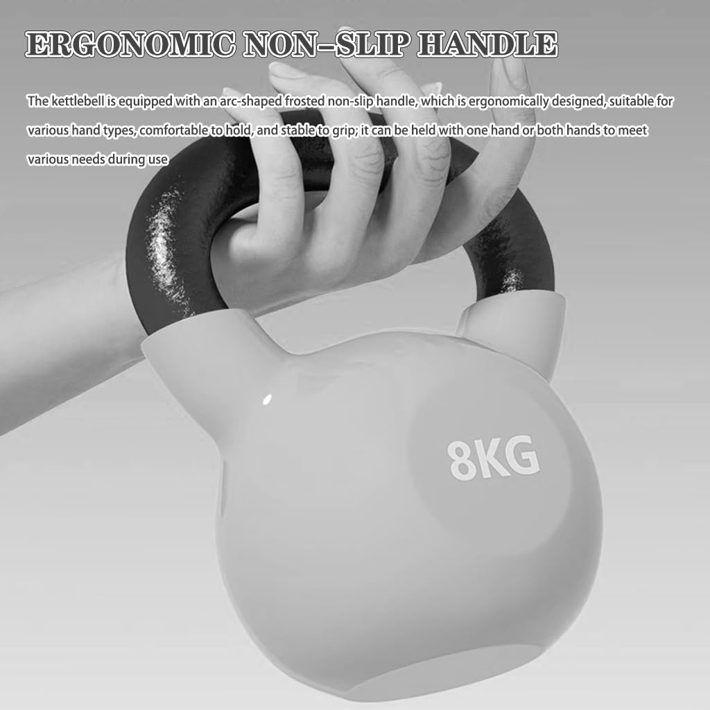 Kettlebell-Gewichte Fitnesstraining Für Anfänger Kugelhantel, Heimhantel Aus Massivem Gusseisen, Bauch-/Armmuskulatur, Sportgeräte(Purple-8kg)