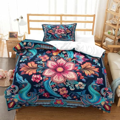 Housse de couette 3D imprimé plumes parure de lit microfibre 3 pcs - 3