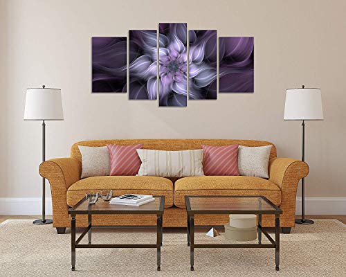 Tutubeer 5 Panel Bauhinia Chinese Redbud Purple Flower Plant Botany Picture Flower Artwork Oil Painting On Canvas Stretched And Framed Giclee Print Home Decoration Living Room Bedroom Wall Art Hanging #TOP2