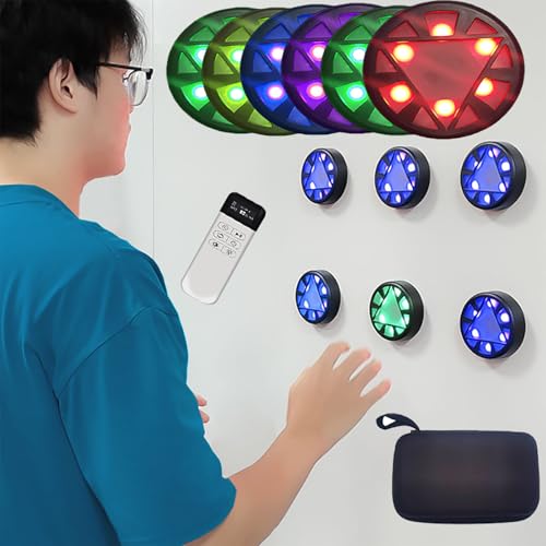 BINFC Reaction Training Light, 6 Lights, Agile Reaction Speed Training Device, 6 Modes and 5 Light Colours, for Physical Training and Hand-Eye Coordination Training, Basketball Football Workout