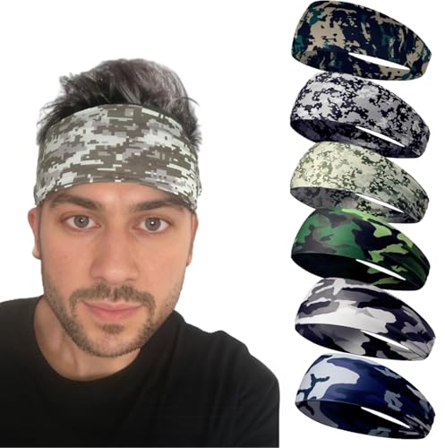 Image of Sweat Headbands for Men,6 Pack Workout Sports Hairband for Gym, Ideal for Fitness,Running,Cycling,Hike