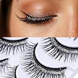 Valentine's Day Limited lashes Sparkling Glitter Sequins Fake Lashes Clusters - Silver Colored 5 Pairs eyelashes Extension,natural look colored lashes strip lashes dramatic lashes - Perfect for Anyone