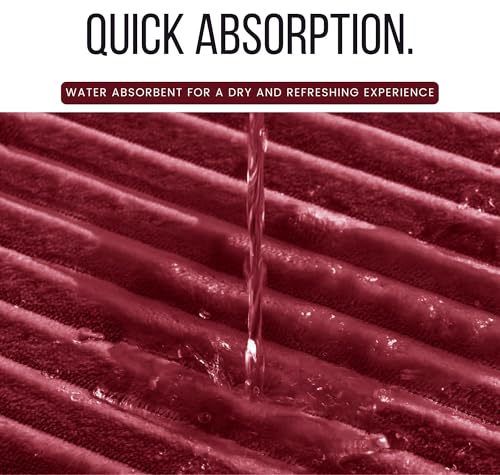 Image of SANMARINO Ultra Soft Memory Foam Bath Mat 16 inch x 24 inch | Non-Slip, Thick & Water Absorbent Bathroom Rug | Quick Dry Shower Floor Mat | Bath Rug for Bathroom & Home Decor - (Red, 40 x 60 cm)