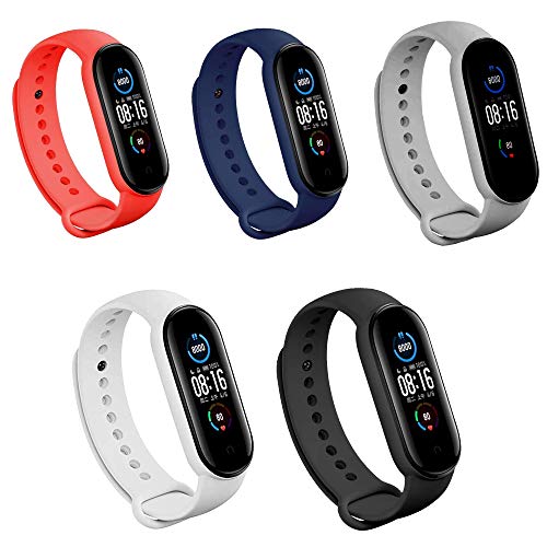 CROSSVOLT Adjustable Xiaomi Mi Band 5 & Mi Band 6 Watch Silicone Strap Band Bracelet – (Set 5)