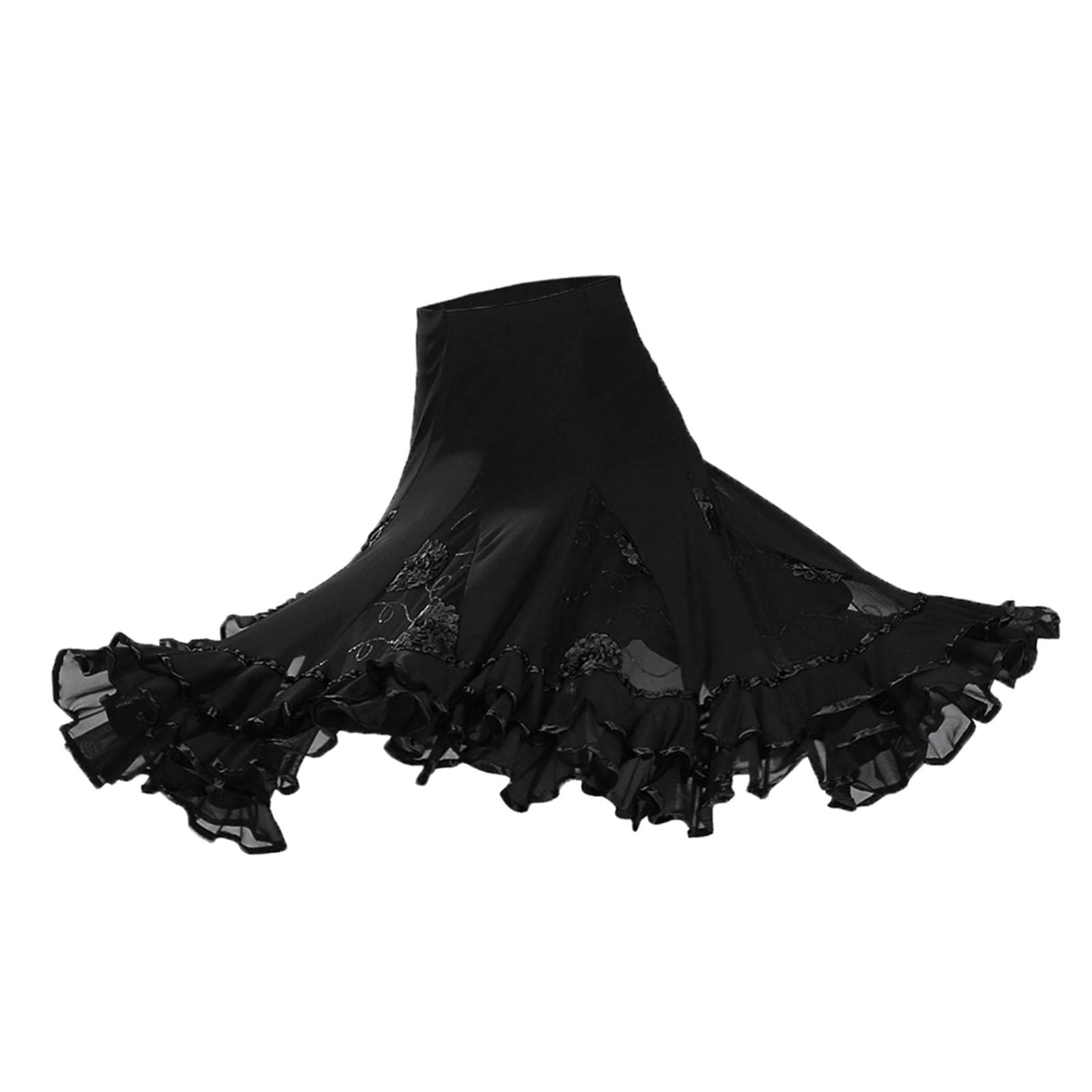 Sharplace Latin Tanz Damen Maxirock Knielang Tanzrock Zigeuner Sommerkleid Bauchtanz Rock Tanzen Kostüm Walzer Tango, Big Swing Langer Rock Festival Performance Kleidung für Frauen Mädchen