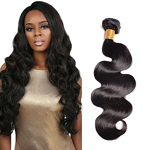 NiegMeag Brazilian Body Wave Bundles 28 Inch Body Wave Human Hair 1 Bundles 100% Unprocessed Virgin Hair Bundles Body Wave Weave Hair Bundles Tight and Neat Natural Black Color 100g