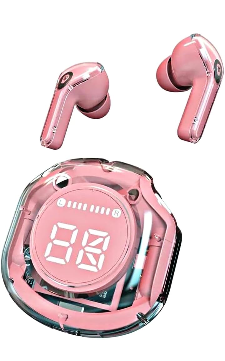 Winwon ULTRAPODS PRO (TWS) Earbuds Bluetooth Wireless, Transparent Charging Case, Active Noise Cancellation, LED Digital Display, Bluetooth in-Ear Headphones, Touch Control, Water Resistant (Pink) (B0D8XG9F2G) Amazon Price History, Amazon Price Tracker