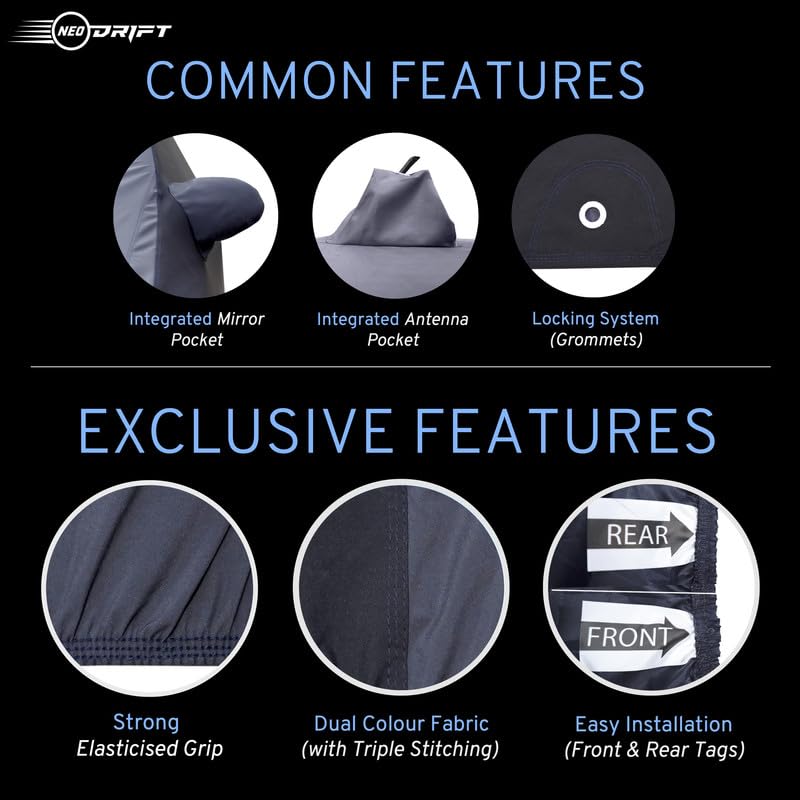 Image of NEODRIFT 'SuperTech' Car Cover for BYD Sealion 7 (All Weather Protection, 100% Water-Resistant, Tailored Fit, Multi-Layered & Breathable Fabric) (Colour: D.Grey+Black)