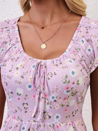 Image of HUHOT Teen Petite Women Floral Short Summer Mini Dresses with Pockets Cute Milkmaid Sundress 2026