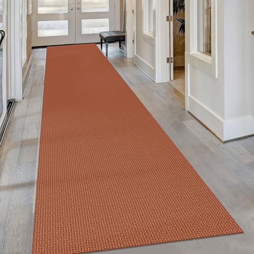 KOZYFLY Extra Long Runners for Hallways 3x16 ft Washable Kitchen Runner Non Slip Rubber Backed Hallway Rug Cotton Entryway Runner Rug Floor Carpet for Indoor Hall, Kitchen, Stair, Orange/Tan