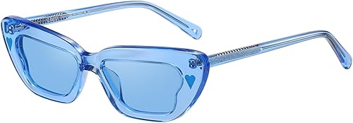 DUCO Gafas de sol pequeñas con diseño de ojo de gato para mujer, lentes de sol polarizadas retro y estrechas, marco rectangular de diseño con marco