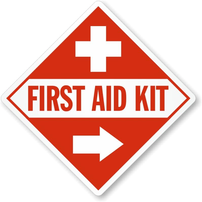 First Aid Kit Right Arrow Sign, PVC Waterproof Sticker Fixed on Foam Board | Self Adhesive Wall Stickers