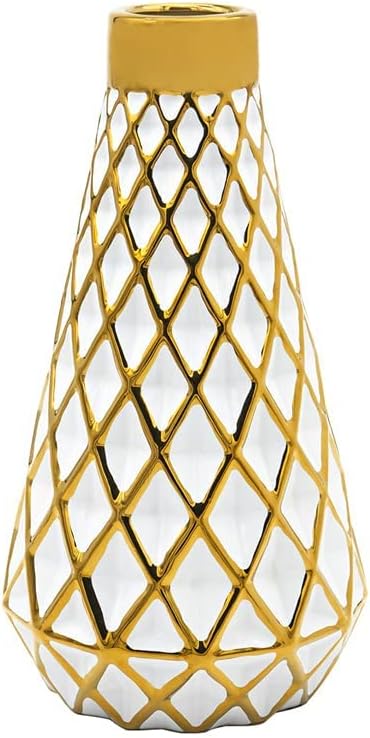 Godinger Flower Vase, Decorative Vase, Living Room Decor, Dining Room Decor, Office Decor, Aurora Gold Cut – Large