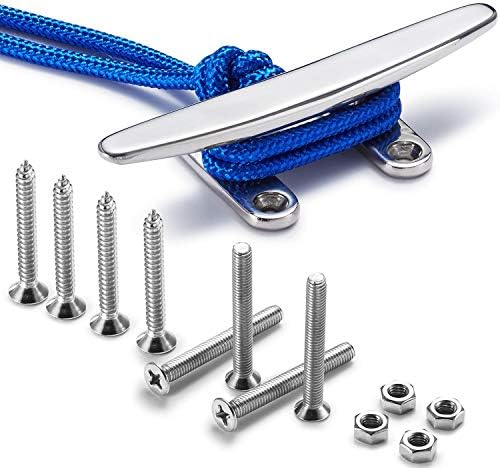 ZOMCHAIN Open Base Boat Cleat, 6 inch Dock Cleat All 316 Stainless Steel Boat Mooring Accessories, Installation Accessories Bolts, Nuts and Screw (6 inch-1PCS)