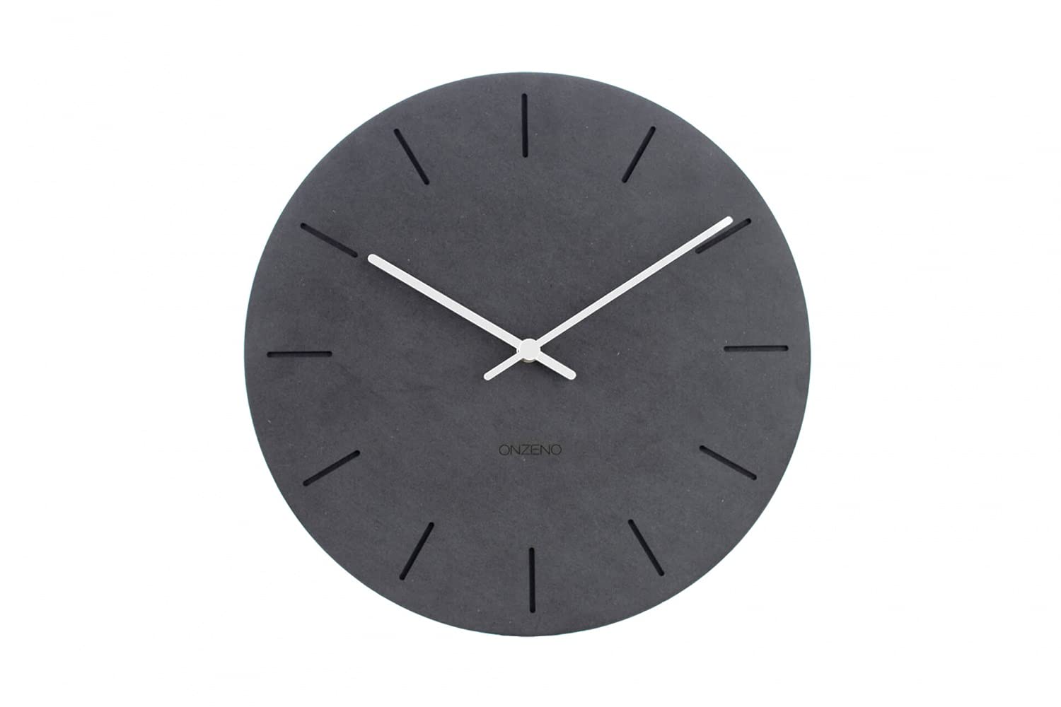ONZENO Reloj de Pared de Diseño 'The Inky.' Sin Tic-TAC, Cuarzo Silencioso, diámetro 28 cm, Fondo 0,9 cm, Negro/marrón