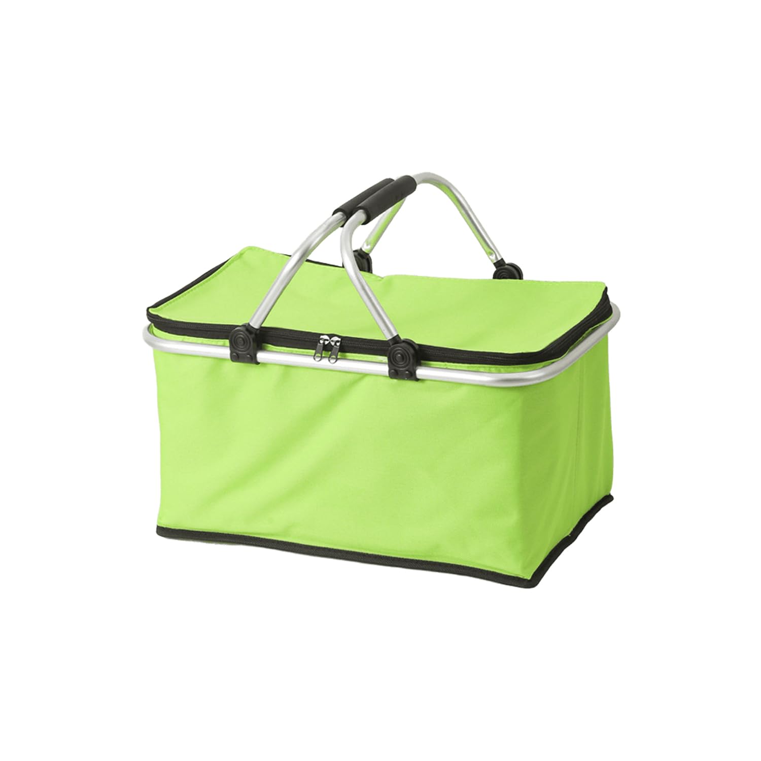 30L Shopping Basket, Thermal Large Picnic Basket with Padded Handles, Practical Foldable Insulated Cooler Bag, Shopping Bag with Aluminium Frame, Sturdy Basket, Travel/Picnic/Shopping (C)
