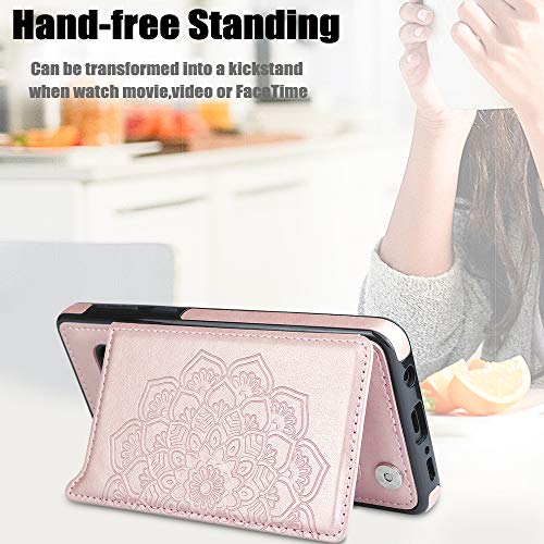 Mmhuo For Samsung Galaxy S10 Plus Case With Card Holder,Flower Magnetic Back Flip Case For Samsung Galaxy S10+ Wallet Case For Women,Protective Case Phone Case For Samsung Galaxy S10 Plus,Rose Gold #TOP4