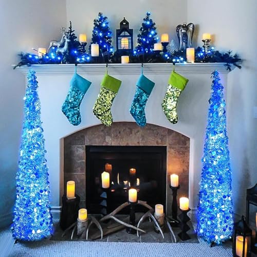 Image of LED String Lights 15 Meter Fairy Lights with Full View Light 42 LED Bulb Waterproof & Flexible Copper LED Serial String Lights (Blue, Pack of 2)