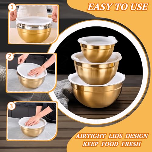 Set de 7 tazones dorados para mezclar con accesorios de cocina miniatura 3