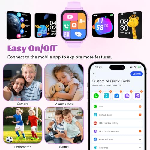 Image of 4G Kids Smart Watch for Boys Girls with GPS Tracker, SOS, Two Way Call Video Calling Voice Chat,School Mode, Alarm Clock,Safe Zones,Pedometer,Stopwatch,Games Children Smartwatch for 4-12 (4G Purple)