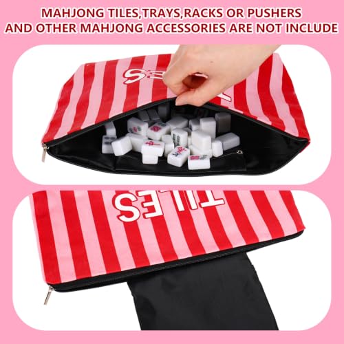 Bolsa vacía para fichas Mahjong con cremallera roja y rosa miniatura 3