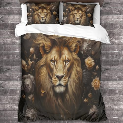 Housse de couette lion couronne en microfibre douce avec fermeture éclair - 4