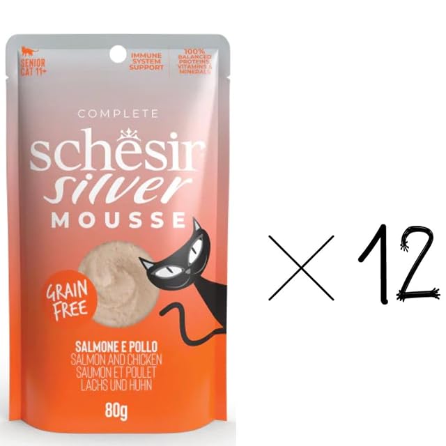 Foto 4 de 8 de ANIMALUJOS - Silver Gatos Senior Mousse de Salmón y Pollo - Natural, Grain Free - 12 Unidades x 80 g