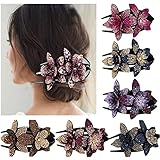 6 Stück Haarspange Damen mit Strass Haarclip Blumen für Frauen Haar klammern Klaue Haarspangen Perlen für Frauen Haar greifer rutschfest Vintage Haarschmuck für Damen Braut Brautjungfern (D)