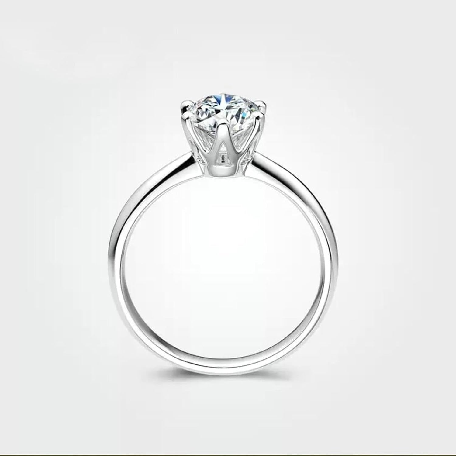 Wycian Promise Rings Vintage Ladies Wedding Bands White Gold 18K 6 Prong 0.7CT Moissanite Size Solid Not Plated Popular for Ladies Valentines Day image 2