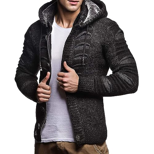 Veste à capuche homme en maille épaisse avec protection thermique intégrée