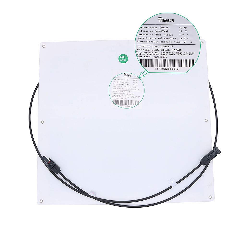 Nuzamas 40W 12V pannello solare caricatore Sunpower cellulare ultra sottile flessibile con connettore di ricarica per camper barche Cabin tenda auto (compatibile con 18 V e dispositivi di seguito)