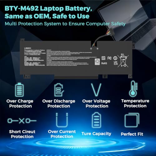 Image of BTY-M492 Battery Replacement for MSI Sword 15 A11UD A11UE A11SC Bravo 15 B5DD Katana GF66 GF76 11UC 11UD 11UE 11SC 12UD 12UE 12UG 12UGS 12UX WF66 WF76 11.4V 4700mAh