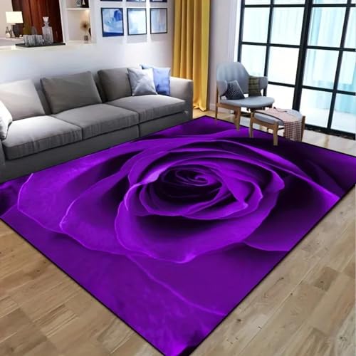 Tapis de sol à roses violettes grand format décoration chic