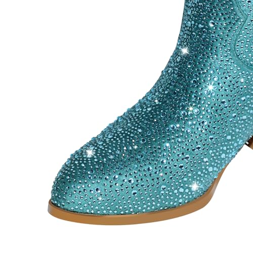 richealnini Cowboy Boots for Women Embroidered Pull-On Mid Calf Booties4