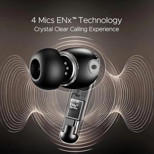 Image of Wireless Bluetooth in Ear Earbuds|4 Mic Setup ANC & ENC for Calls|50 Hours Total Playtime with Fast Charging and Ultra Low Latency Gaming TWS, Google Fast Pair with mic (Chrome Black)