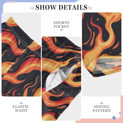 Pajama Bottoms, Cartoon Fire Flame Pattern Sleeping Pant Lounge Wear Pajamas Long Pants Sleepwear Pjs4