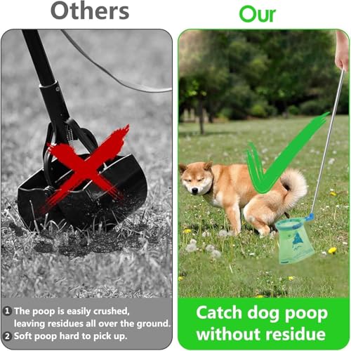Luieonm Hundekotschaufel | Einfaches Aufnehmen von Hundekot-Fängern – ausziehbarer Griff, faltbarer Picker für Parkspaziergänge, Reisen, Welpen-Abenteuer, Reinigung, bequeme Ausflüge