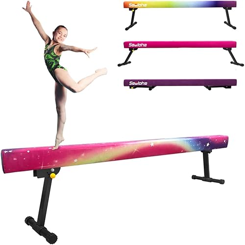 Viga de equilibrio ajustable y plegable de 8 pies, equipo de gimnasia de gamuza alto y bajo, no requiere herramientas, viga de gimnasia para