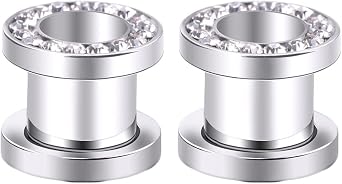 2PCS Ear Gauges Set, Stainless Steel Ear Gauges for Men Ear Gauges Stretching Hoop Gauges for Ears Double Flared Ear Gauges