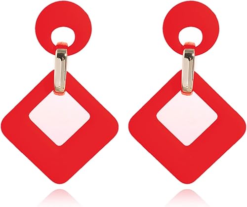 Aretes de neón retro de los años 80, aretes rectangulares acrílicos bohemios, acrílicos, cuadrados, ovalados, llamativos aretes para mujer, aretes