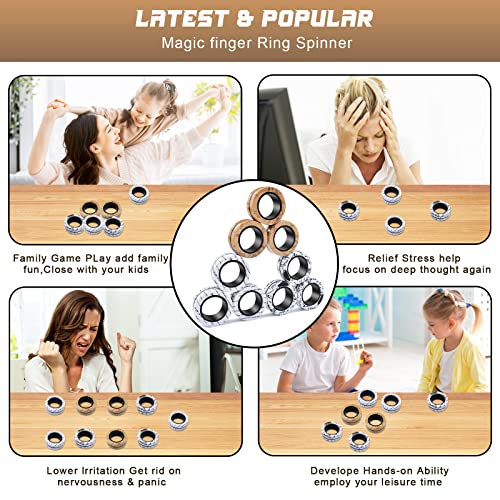 Cevioce 9Pcs Magnetic Rings Fidget Toys Adults Teens Kids|Adhd Fidget Toy Pack For Anxiety Relief,Coolest Gifts For Teen Boys,Birthday Gifts For 8 9 10 11+ Year Old Boy & Girl #TOP4