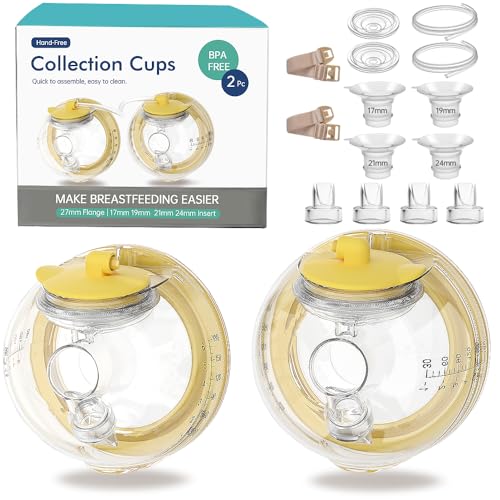 Image of PumpMom-us Wearable Breast Milk Collection Cup Compatible with Spectra S1 S2 9 Plus and SG, Replace Pump Kits 27mm Flange and 17/19/21/24mm Insert Included