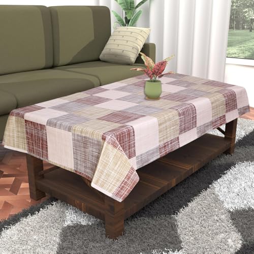 Image of Dakshya Industirs PVC Waterproof Table Cover 36x54 Inch Floral Printed Center Table Cover Washable Plastic Table Sheet Oilproof Dining Table Cover for Coffee Table Living Room Home (Silver Leaf)