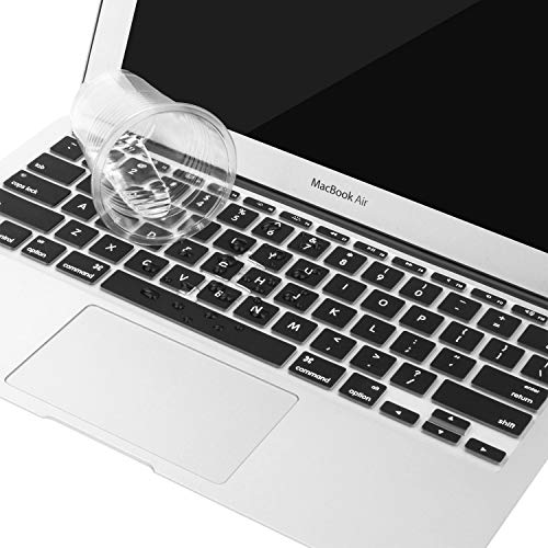 Image of Saco Silicone Keyboard Protector Skin Cover for Apple MacBook Air MD224HN /A 11.6-inch Laptop-Black with Clear